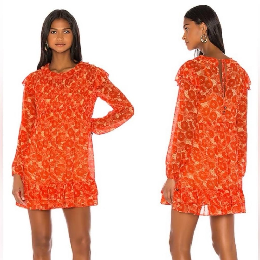 Free People Orange Floral Dress